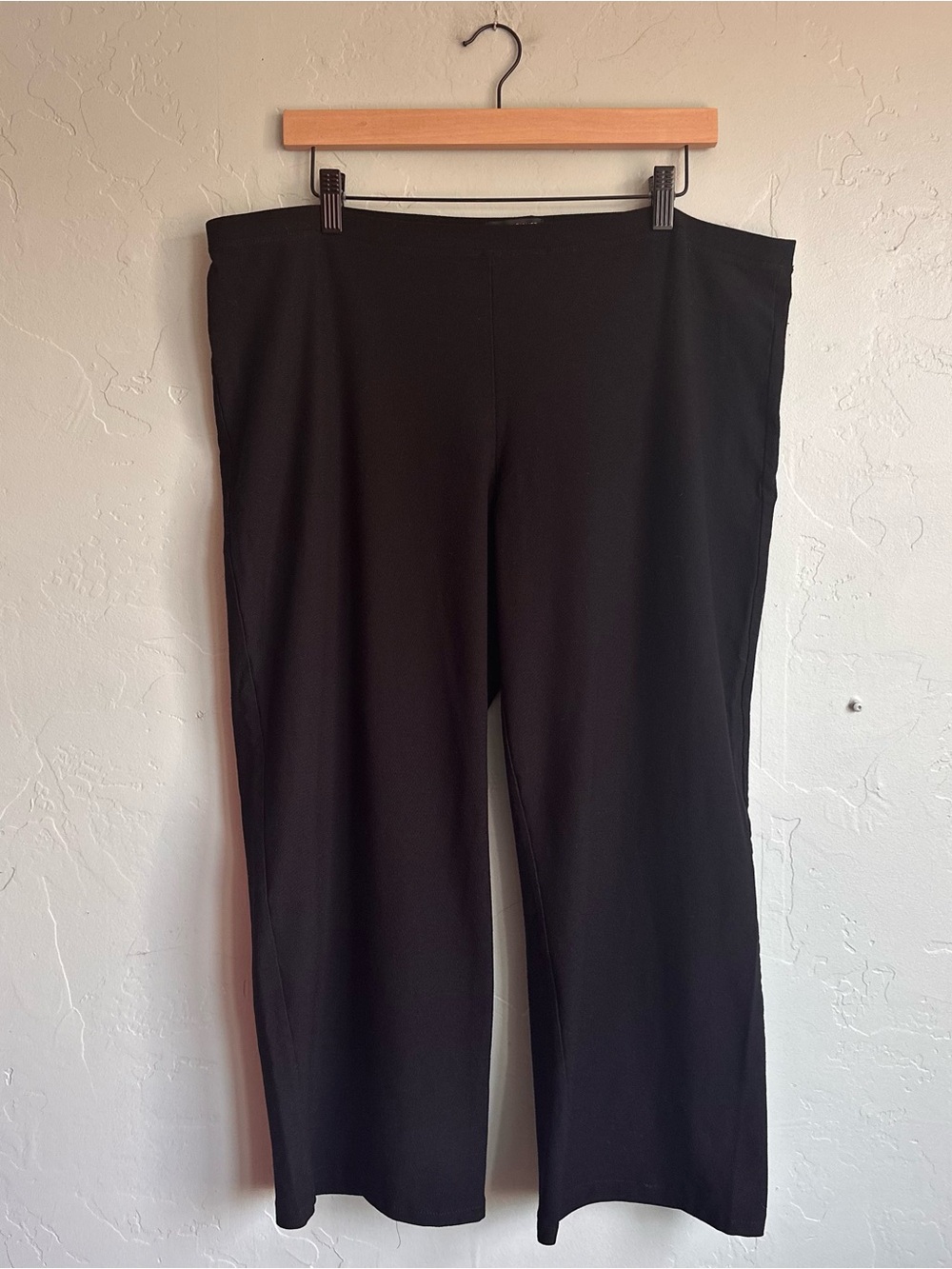 Eileen Fisher Black Wide-Leg Cropped Pull-On Stretchy Pants Women’s XL